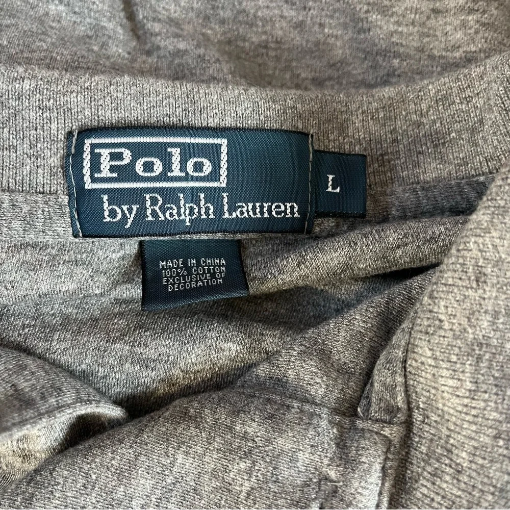 Polo‎ Ralph Lauren Shirt Mens Large L Gray Classic Fit Short Sleeve Golf Cotton